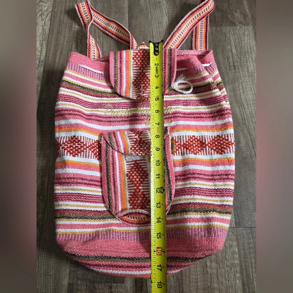 Festivalcore Blanket Mexico Backpack Resort Boho Striped Beach Red Pink